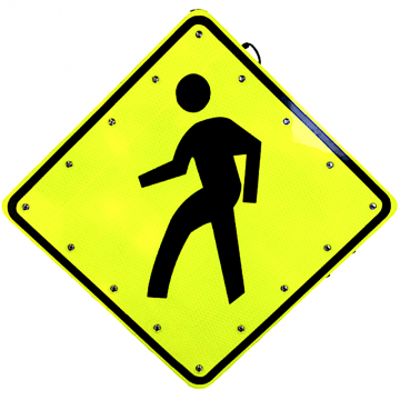 36" Solar Powered Flashing Crosswalk Sign